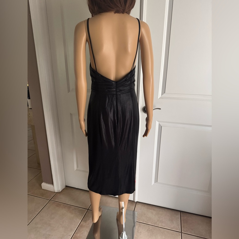 Mac Duggal Black V-Neck Midi Slip Dress - Picture 11 of 16